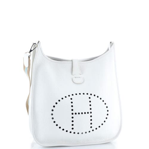 Pre-owned Hermes Hermes Evelyne Bag Gen I Clemence Gm In White