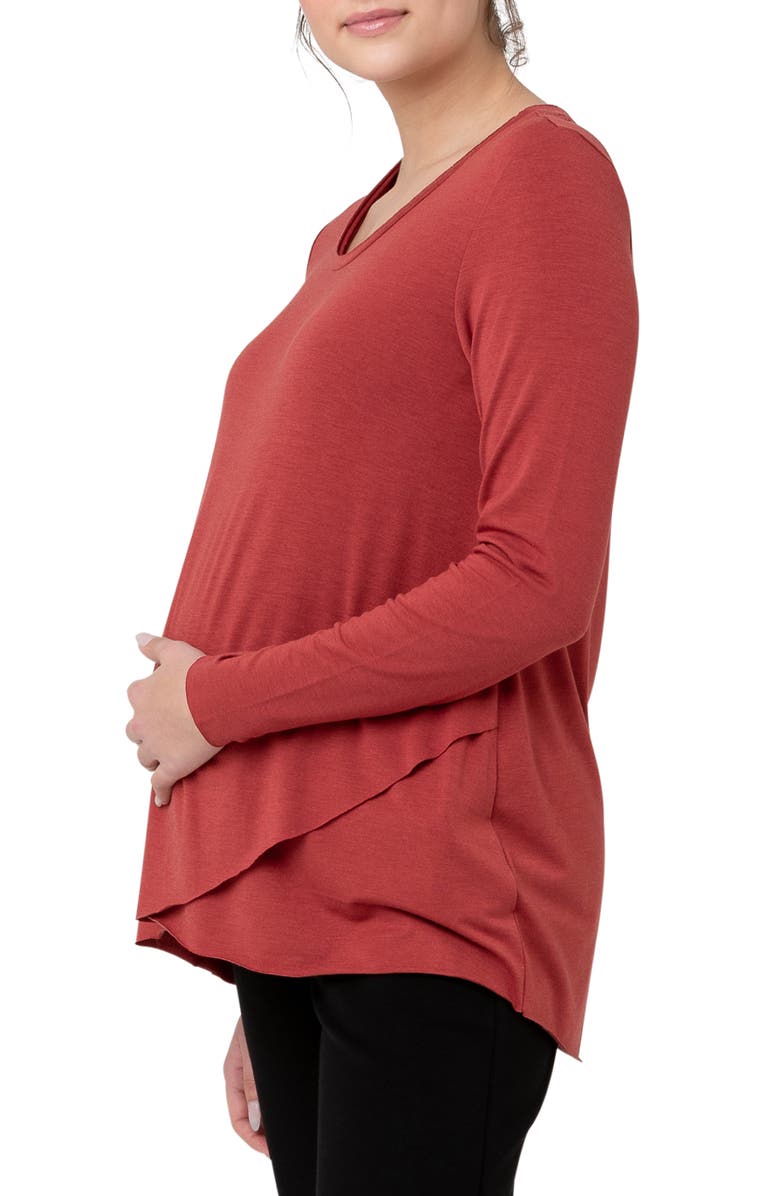 Ripe Maternity Raw Edge Maternity/Nursing Top, Alternate, color, 
