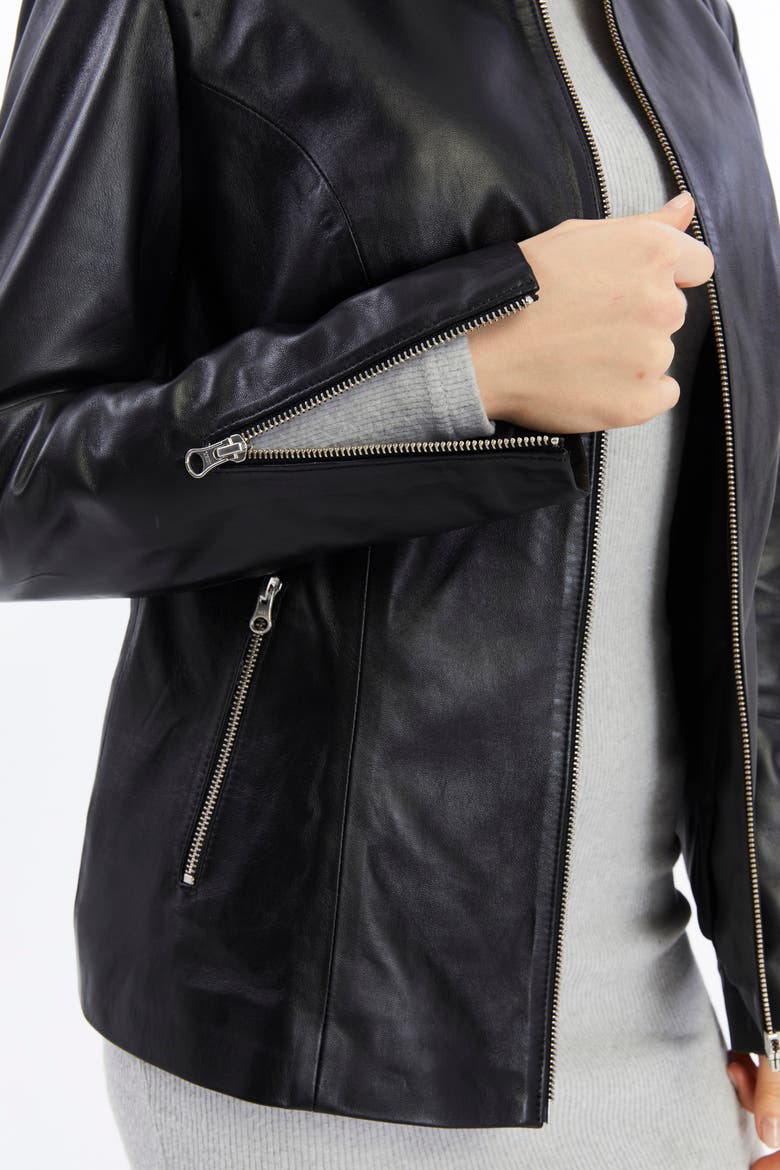 Elspeth Leather Jacket, Alternate, color, Black
