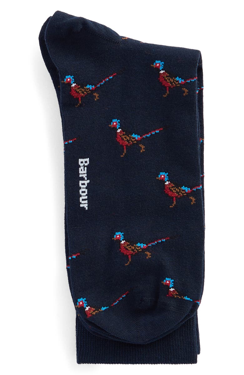 Barbour Mavin Dog Cotton Blend Crew Socks, Alternate, color, Navy/ Pheasant