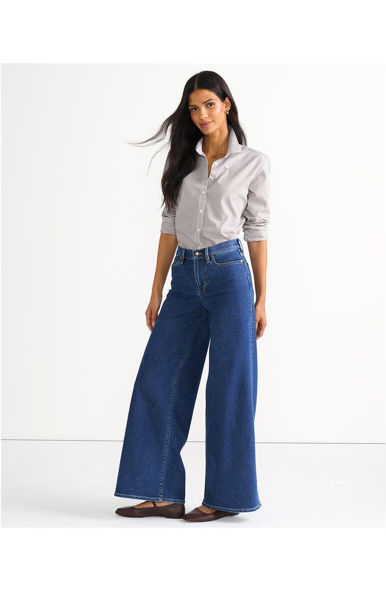 Lands' End Recover Denim High Rise Extra Wide Leg Jeans, Alternate, color, Crawford Wash