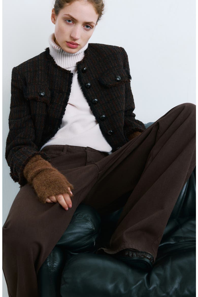 Pocket Tweed Jacket, Alternate, color, CHOCOLATE