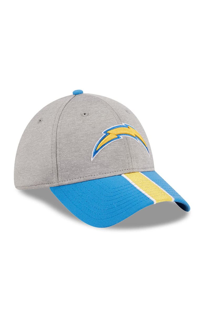 New Era Men's New Era Heather Gray/Powder Blue Los Angeles Chargers Striped 39THIRTY Flex Hat, Alternate, color, 