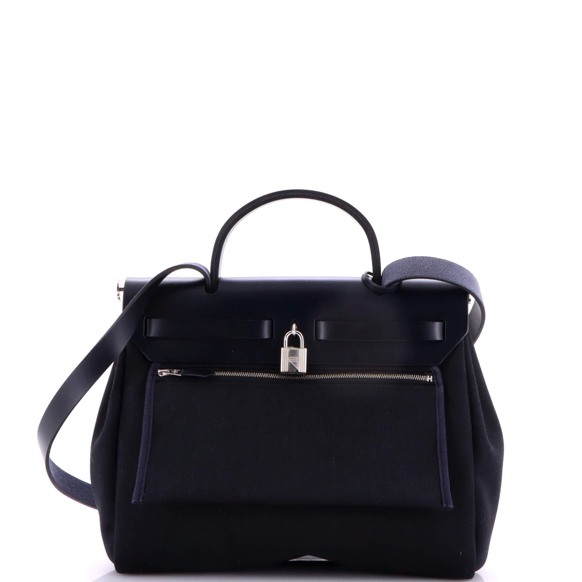 Pre-Owned Hermes Herbag Zip Leather and Toile 31, Alternate, color, Caban