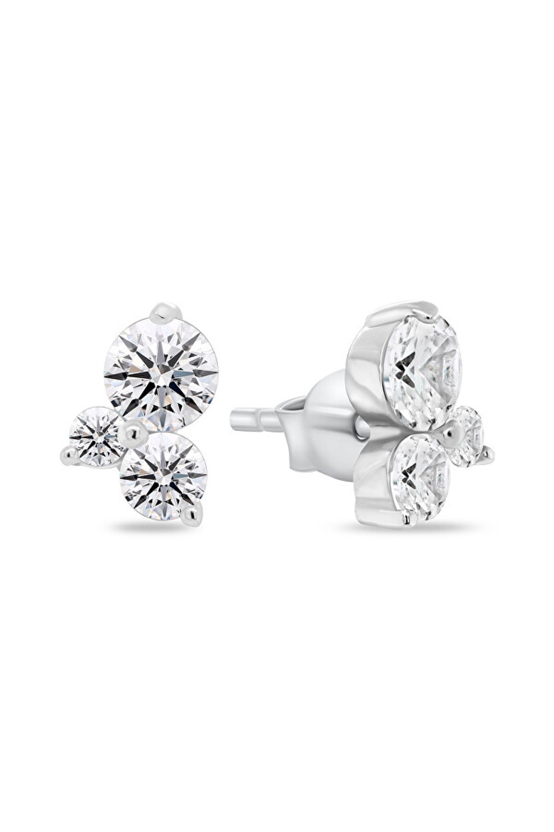 Sterling Silver Tri Stone Earrings, Main, color, Silver