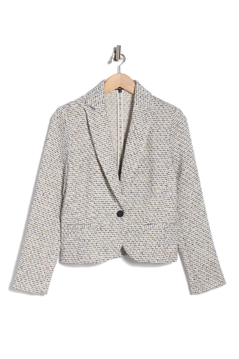 One Button Tweed Blazer, Alternate, color, BLUE MULTI