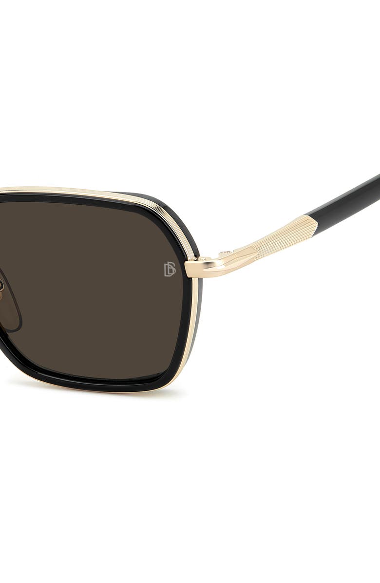 David Beckham Eyewear 53mm Square Sunglasses, Alternate, color, Gold Black/ Grey