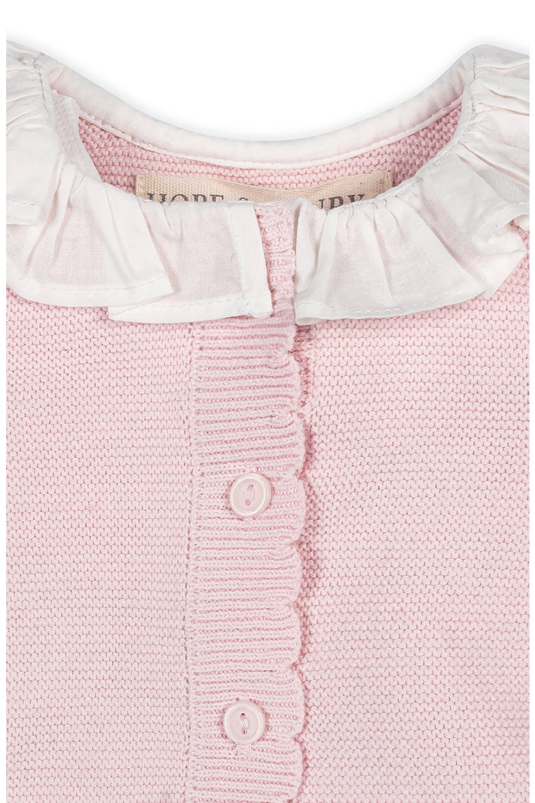 Organic Ruffle Collar Button Front Sweater Romper, Alternate, color, Pale Pink with White Collar
