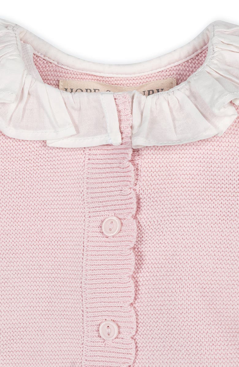 Hope & Henry Organic Ruffle Collar Button Front Sweater Romper, Alternate, color, Pale Pink With White Collar