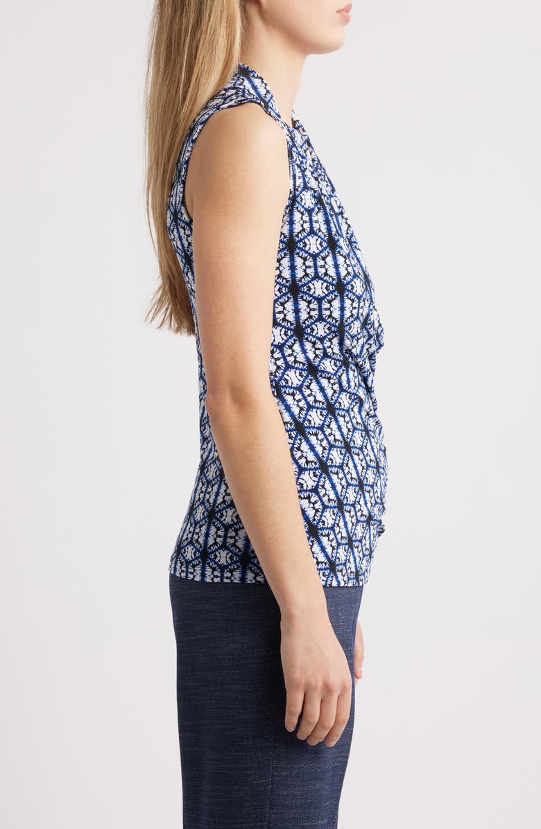 Anne Klein Print Shirred Faux Wrap Top, Alternate, color, 