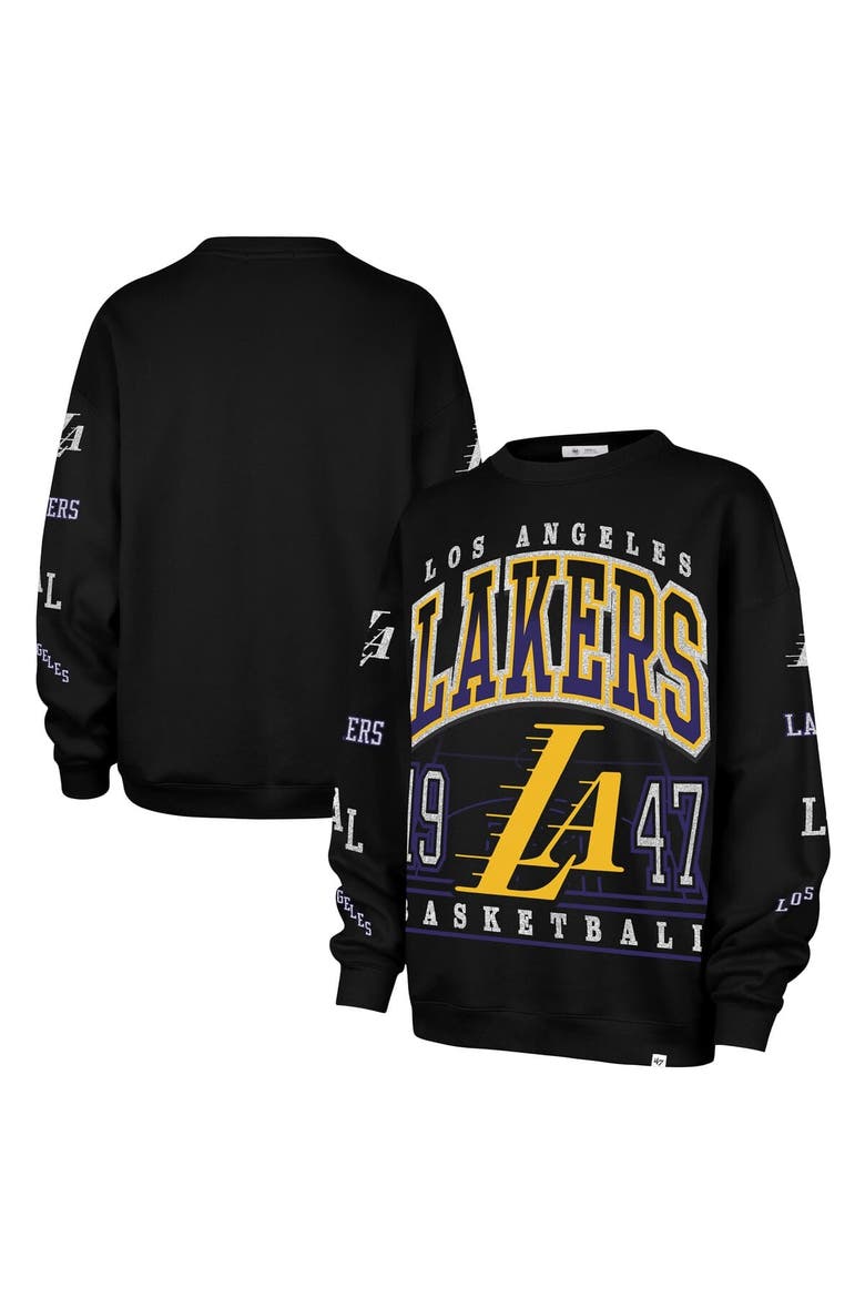 Women's '47  Black Los Angeles Lakers 2025/26 City Edition Go Big Oversized Sweatshirt, Main, color, Black