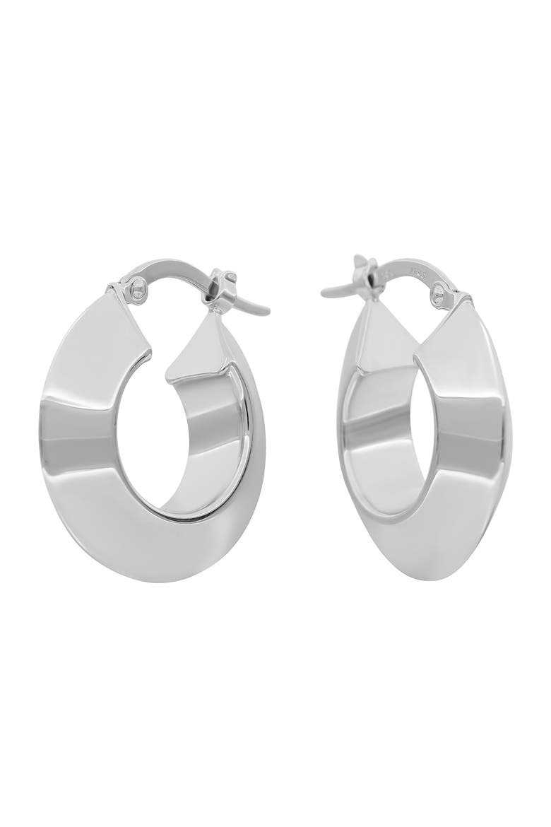 14K Gold Beveled Tube Huggie Hoop Earrings, Main, color, 14K WHITE GOLD