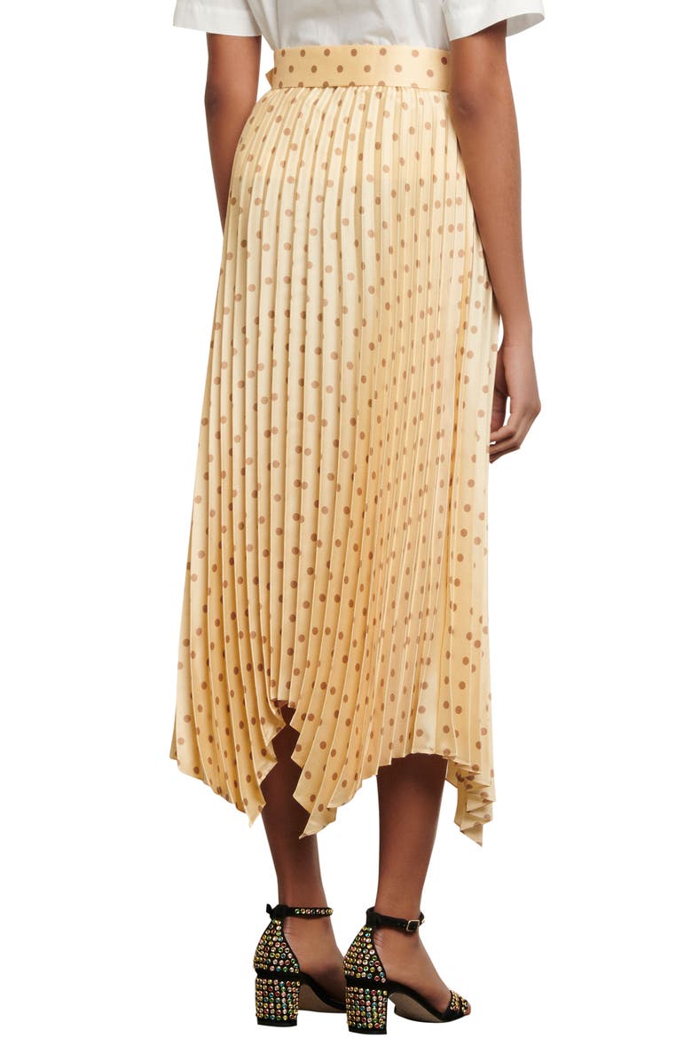 SANDRO Polka Dot Pleat Skirt, Alternate, color,