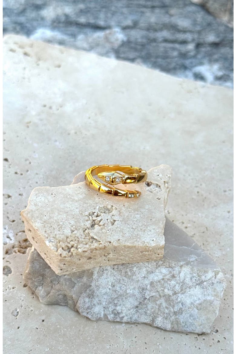 CZ Snake Bypass Ring, Alternate, color, GOLD