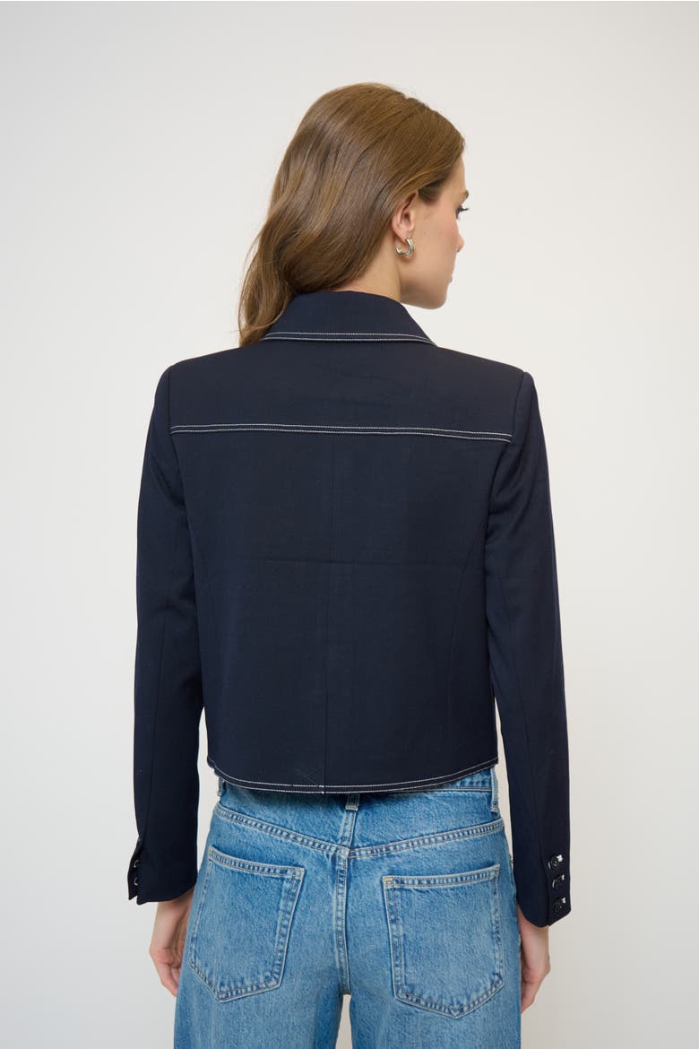 Franki Topstitch Lady Jacket, Alternate, color, NAVY