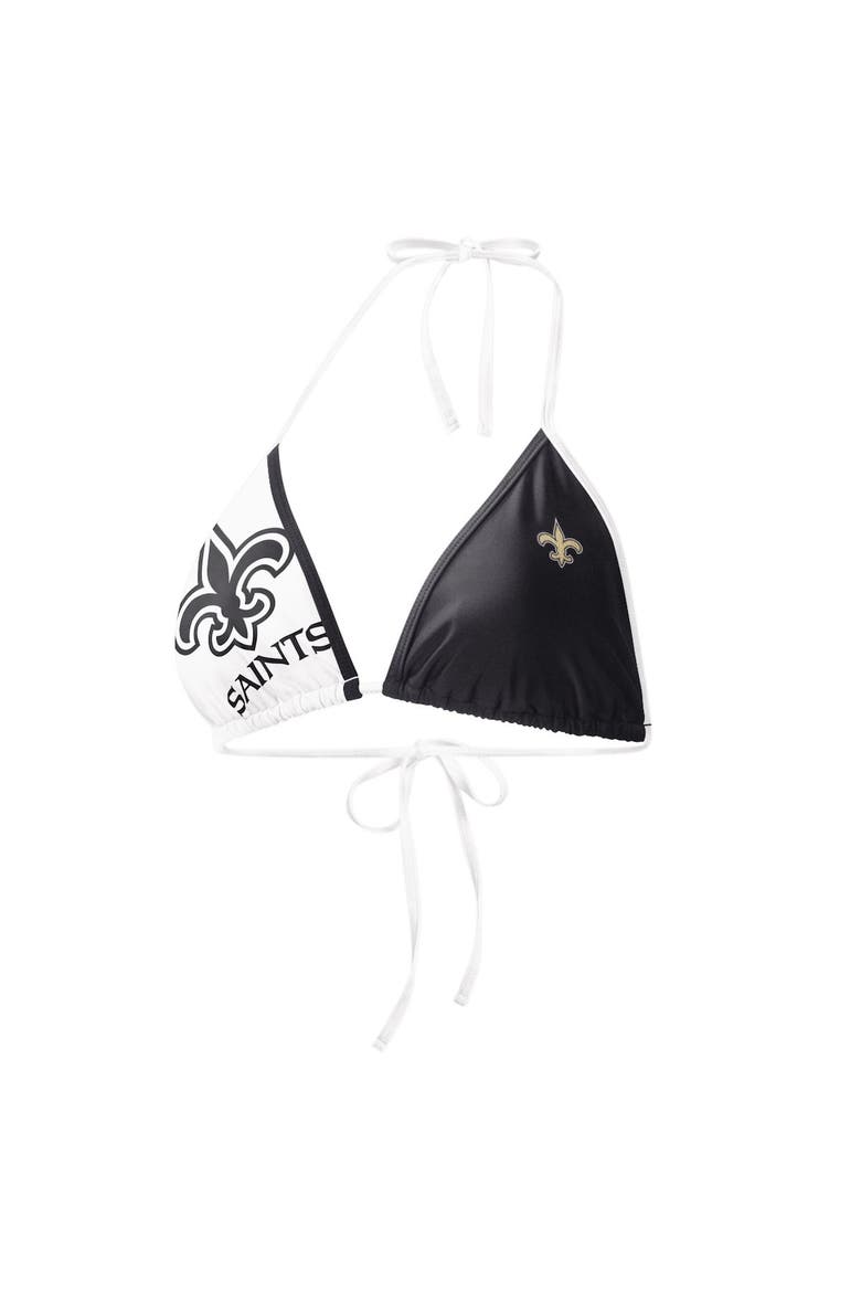 Women's G-III 4Her by Carl Banks Black/White New Orleans Saints Play Action Bikini Top, Main, color, Black