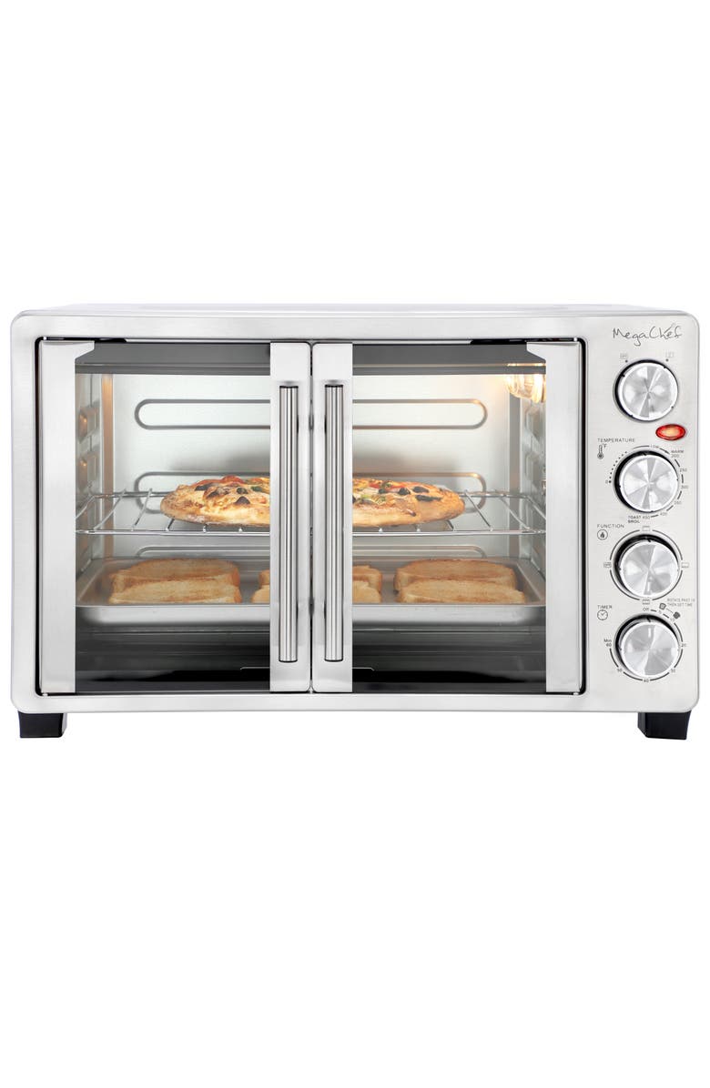 Megachef 31.7 Quart French Door Multi-Function Electric Toaster Oven, Main, color, Grey