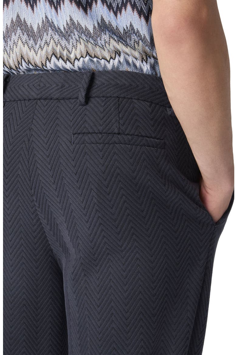 Classic Trousers In Cotton And Viscose With Tone-on-tone Zigzag Pattern, Alternate, color, Blue