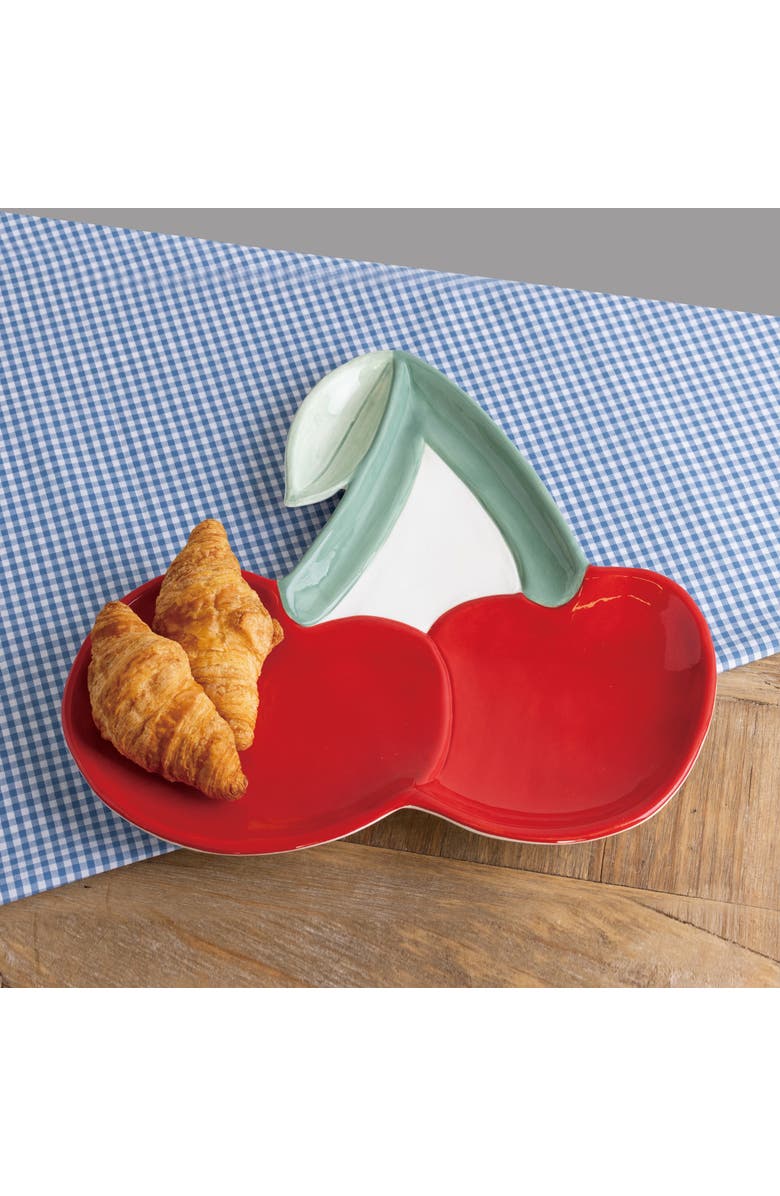 Transpac Dolomite Cherry Platter Multicolored for Spring Serving and Entertaining, Alternate, color, Multicolored