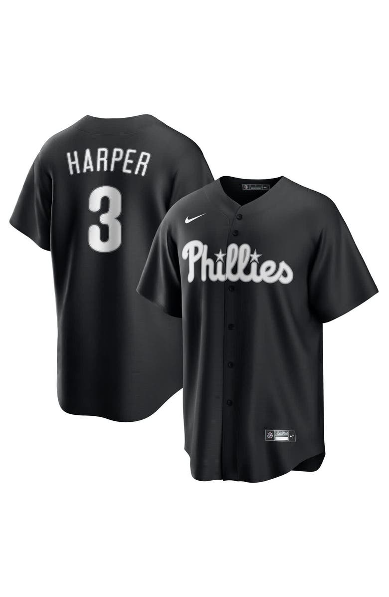 Nike Men's Nike Bryce Harper Black Philadelphia Phillies Lights Out Replica Player Jersey, Alternate, color, Black