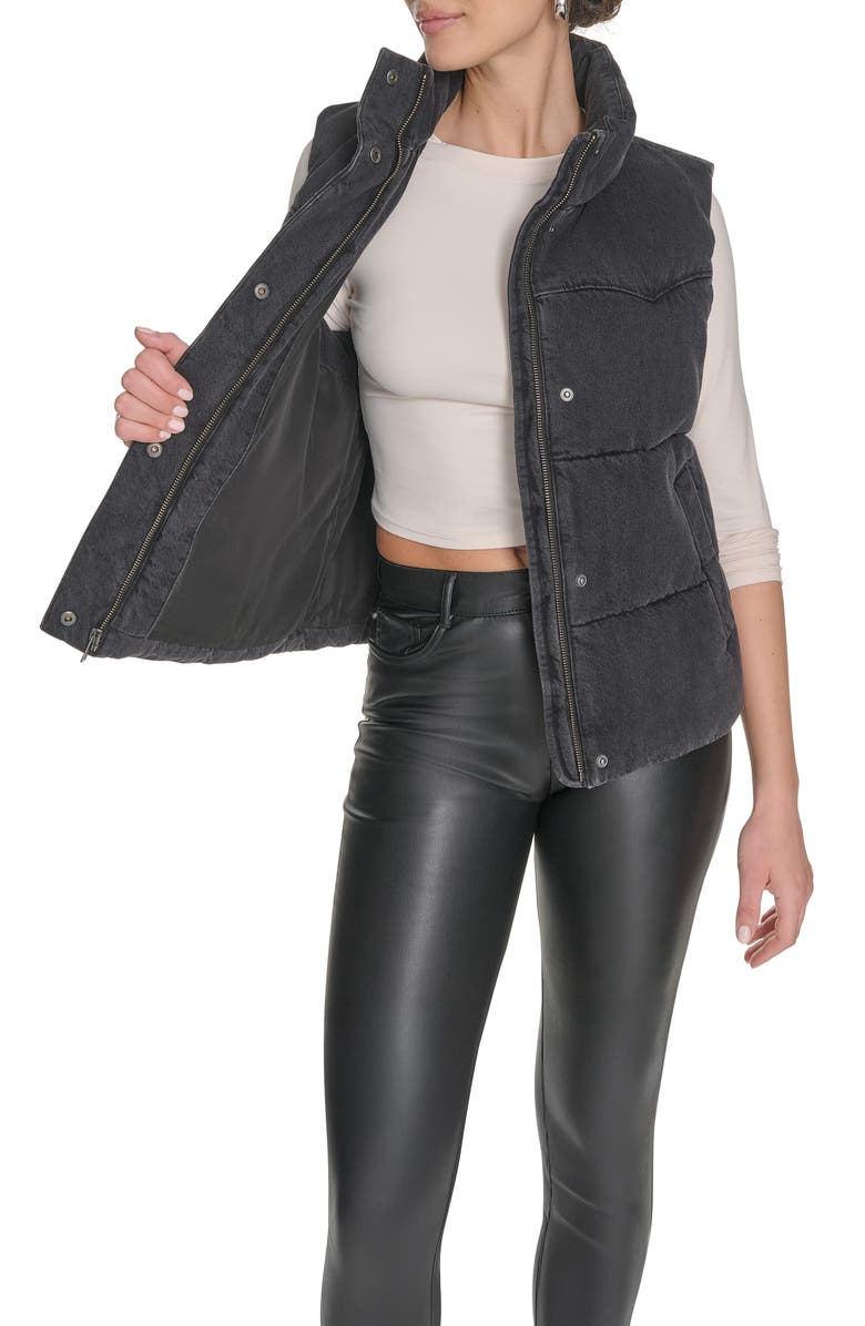 Levi's<sup>®</sup> Western Denim Puffer Vest, Alternate, color, Black Wash Denim