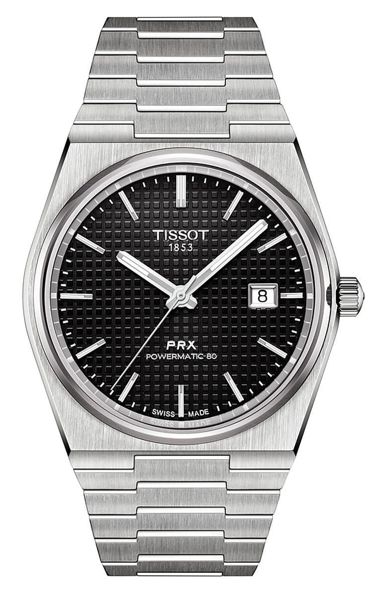 Tissot PRX Powermatic 80 Bracelet Watch, 40mm, Main, color, Black