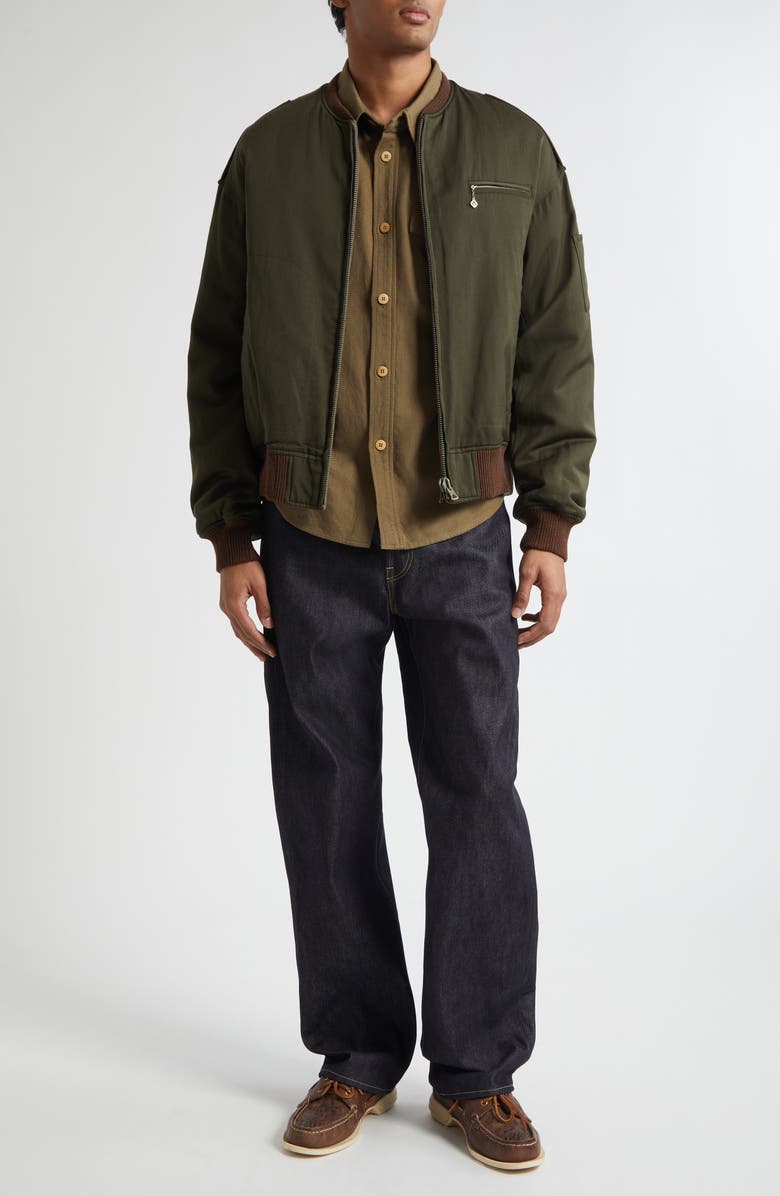 VISVIM Gunner Wool & Linen Bomber Jacket, Alternate, color, Olive