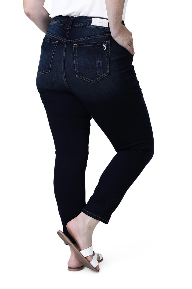 Pintuck High Waist Ankle Slim Jeans, Alternate, color, BRANDY