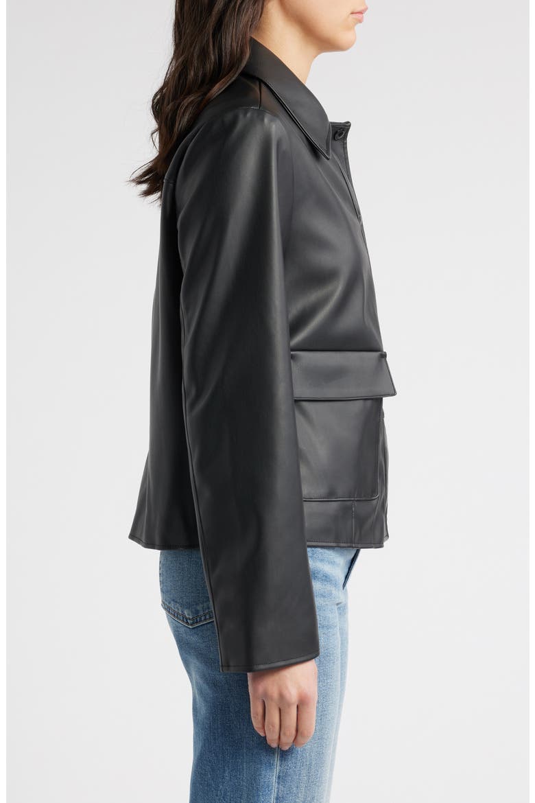 Faux Leather Swing Jacket, Alternate, color, BLACK/ BLACK