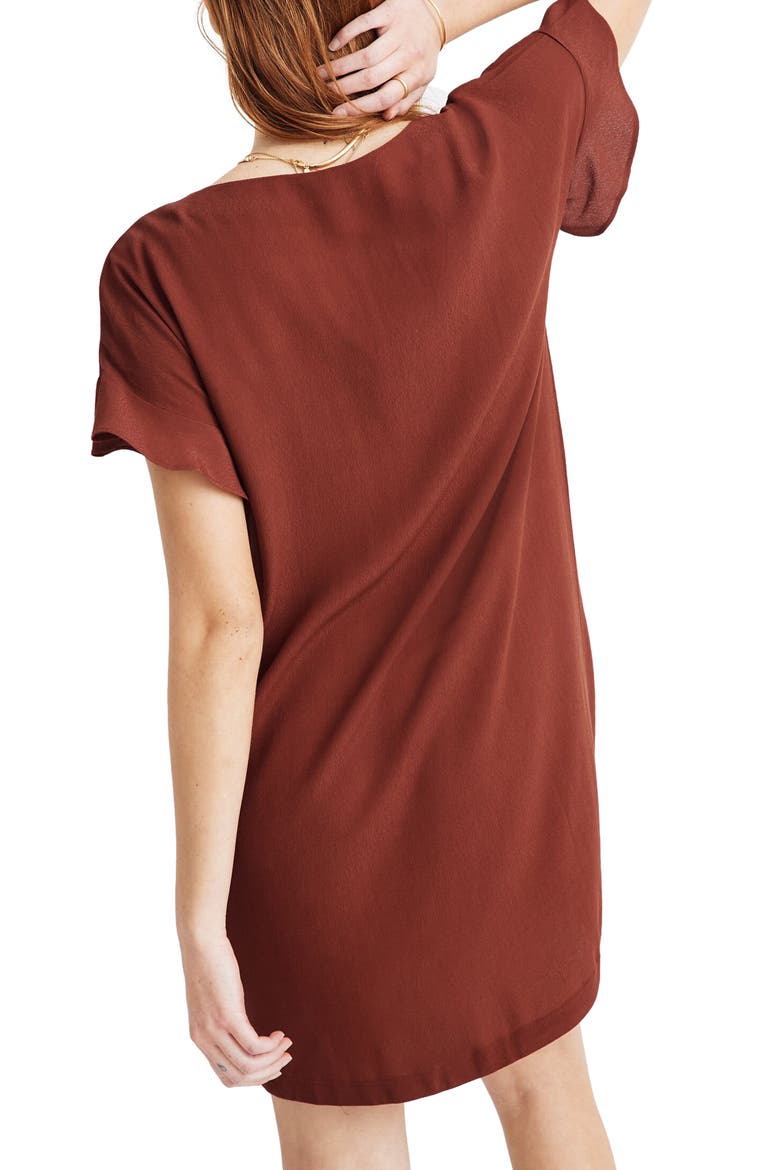 Ruffle-Sleeve Easy Dress, Alternate, color, RUSTED BURGUNDY