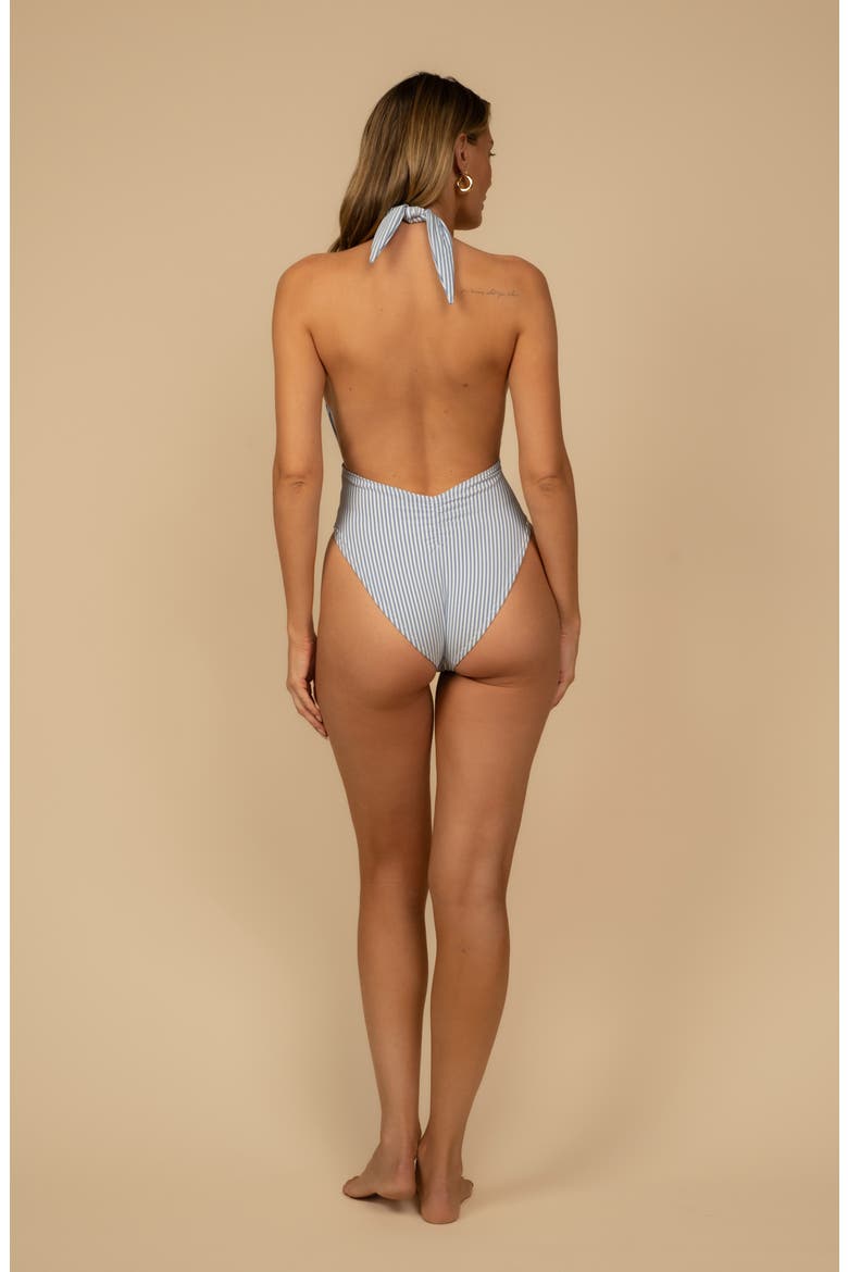 Tropez Tie Waist One-Piece Swimsuit, Alternate, color, CLASSIC BLUE STRIPE