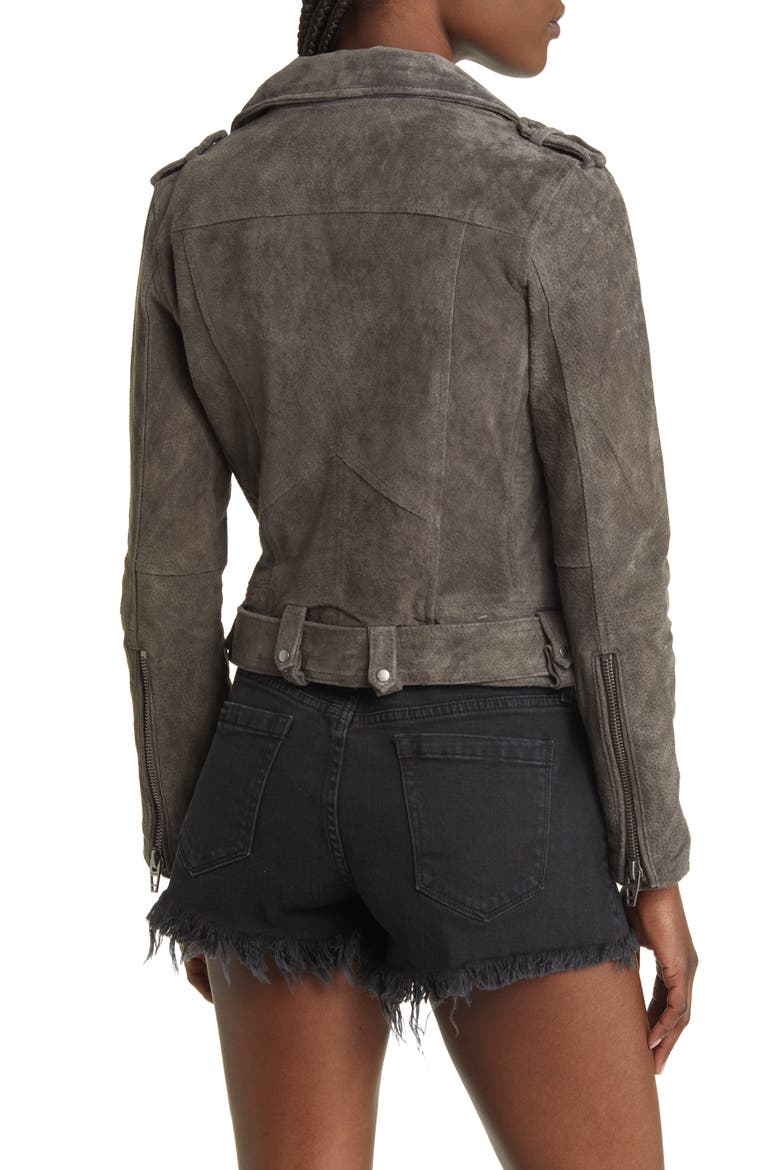 Suede Moto Jacket, Alternate, color, FRENCH GREY