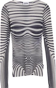 Jean Paul Gaultier Re-Edition Body Morphing Trompe l'Oeil Long Sleeve Mesh Top