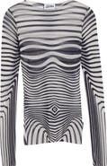 Jean Paul Gaultier Re-Edition Body Morphing Trompe l'Oeil Long Sleeve Mesh Top