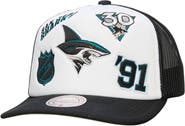 Mitchell & Ness Men's Mitchell & Ness White/Black San Jose Sharks Gridlock Trucker Adjustable Hat