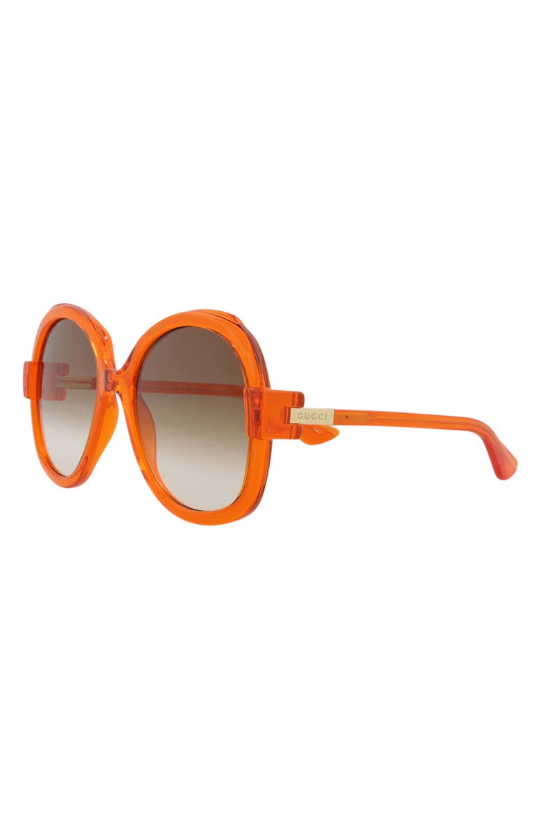 Gucci 57mm Gradient Round Sunglasses, Alternate, color, Orange Orange Brown
