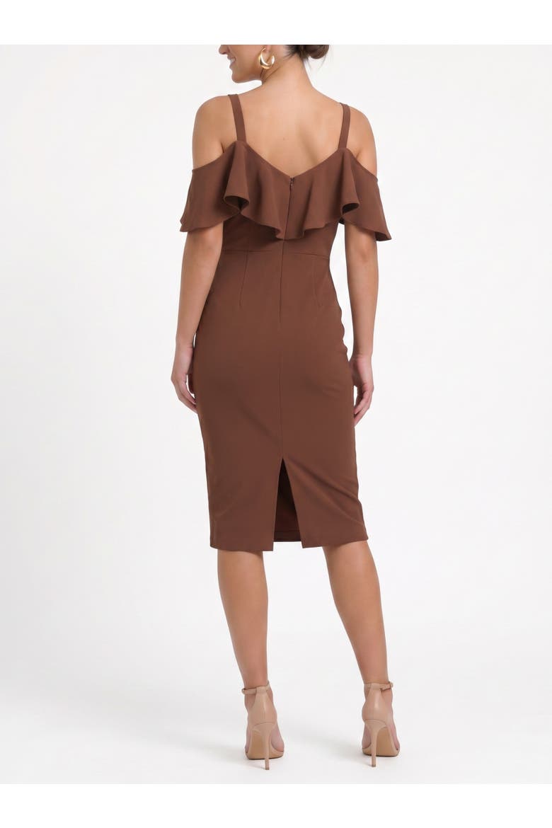 Marcella Off the Shoulder Ruffle Midi Dress, Alternate, color, Hickory