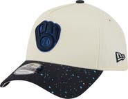 New Era Men's New Era  Cream Milwaukee Brewers Speckle A-Frame 9FORTY Adjustable Hat