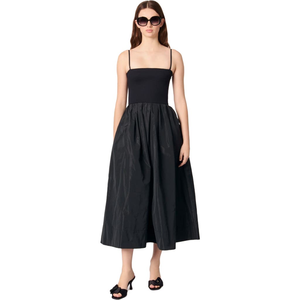 Maje Strapless Mesh And Taffeta Dress In Black