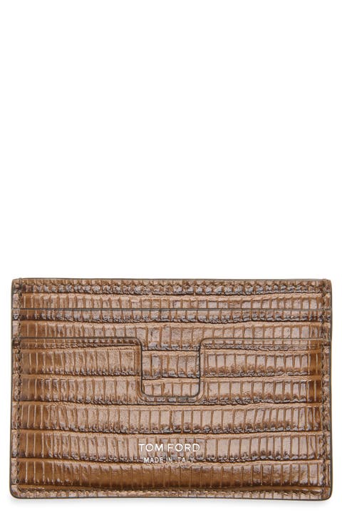 T Line Classic Croc Embossed Card Holder