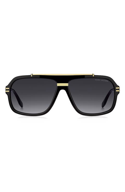 58mm Gradient Flat Top Rectangular Sunglasses
