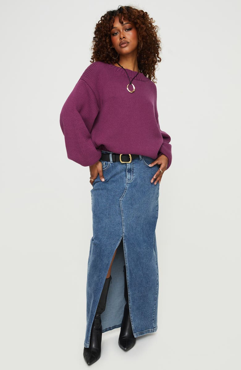 Princess Polly Harmony Balloon Sleeve Sweater, Alternate, color, Burgundy