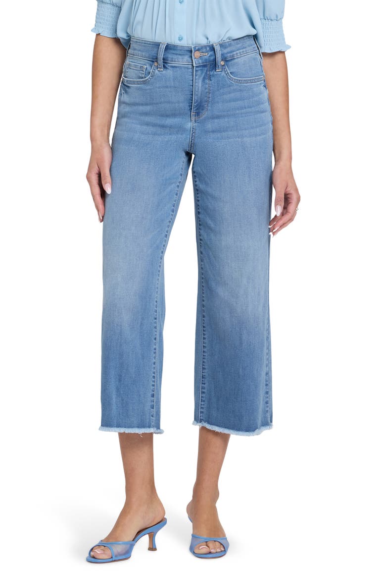Coco High Waist Fray Hem Relaxed Crop Wide Leg Jeans, Main, color, VISTA LAKES