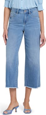 NYDJ Coco High Waist Fray Hem Relaxed Crop Wide Leg Jeans