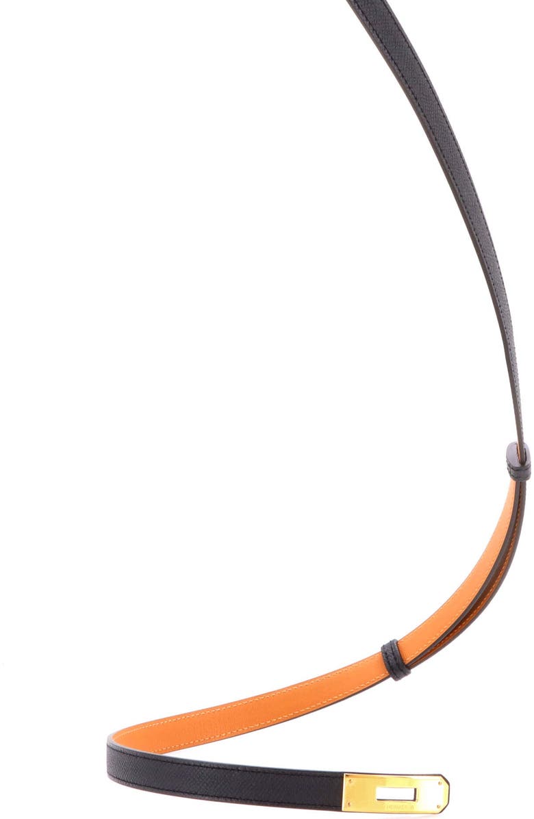 Pre-Owned Hermes Kelly Belt Leather Thin, Alternate, color, Black