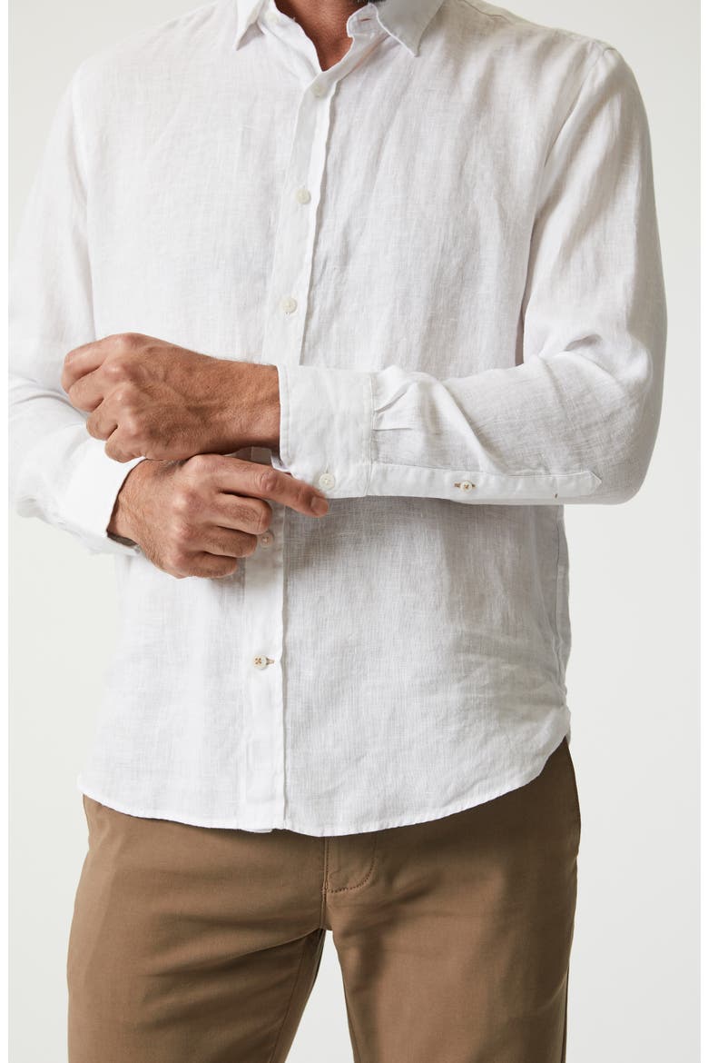 Linen Chambray Button-Up Shirt, Alternate, color, BRIGHT WHITE