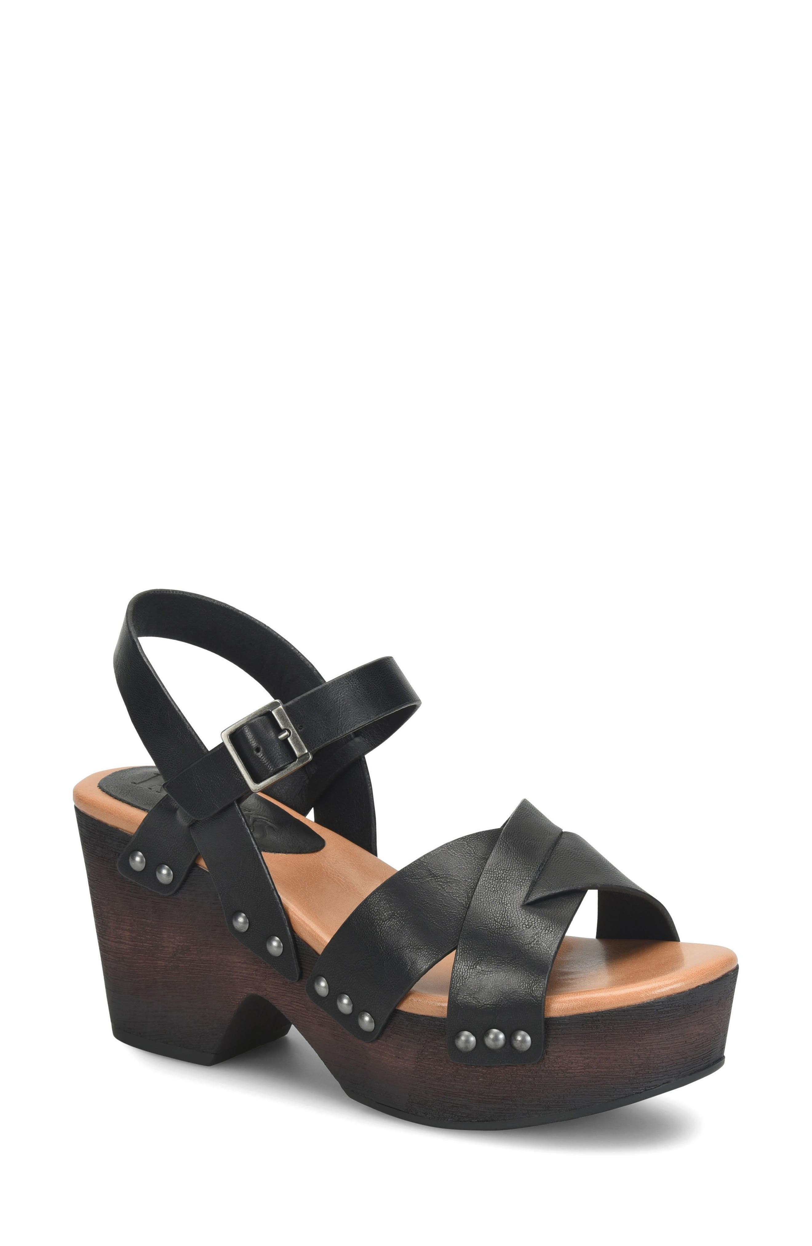 KORKS Leda Ankle Strap Platform Sandal, Main, color, Black