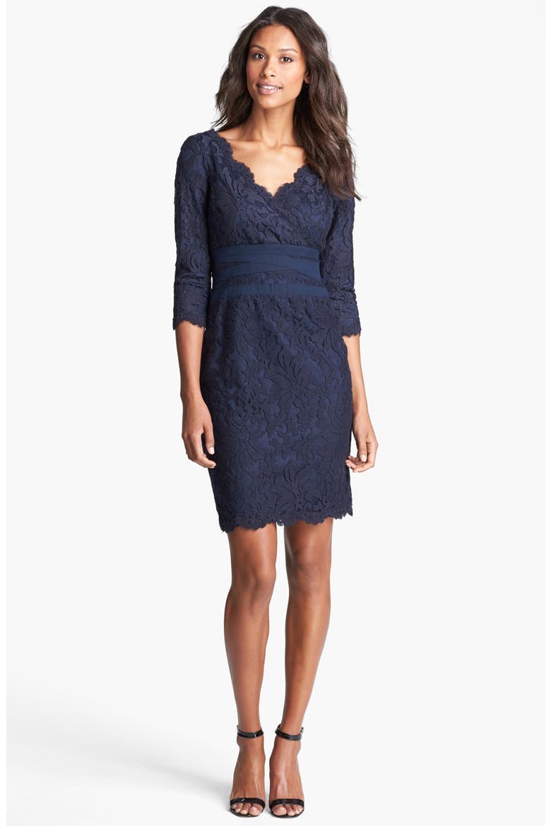 Lace Sheath Dress, Alternate, color, NAVY