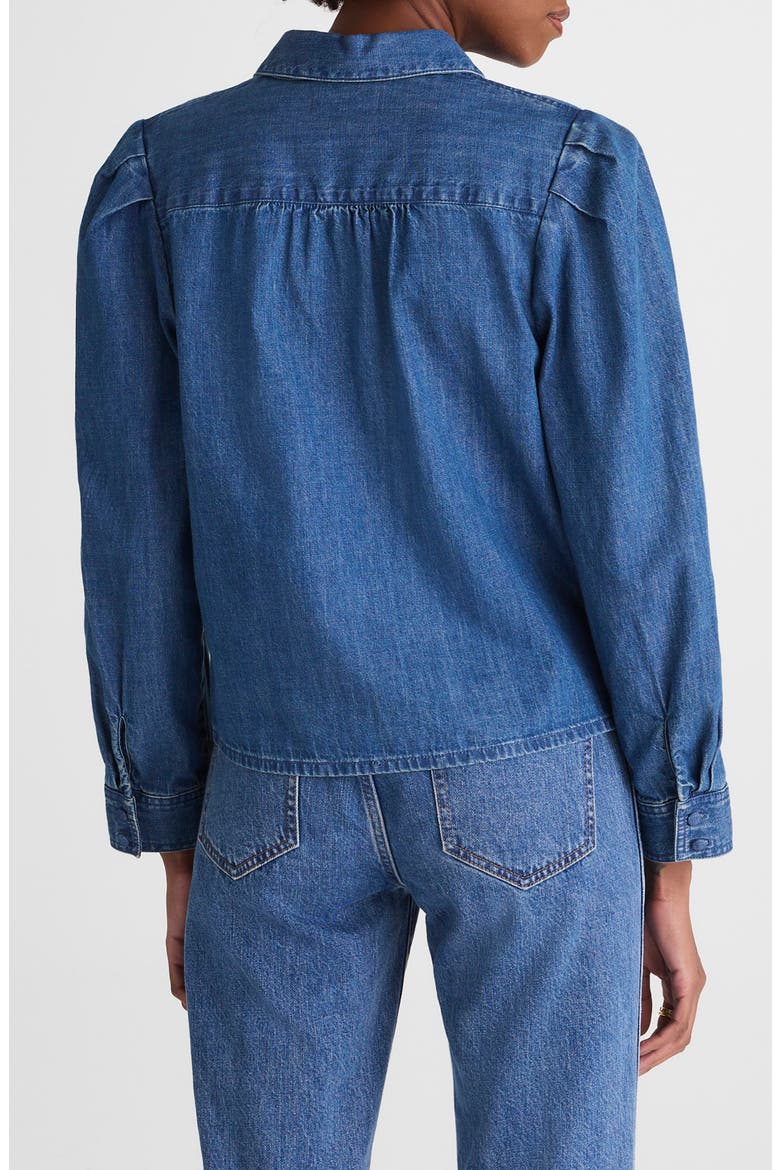 Puff Sleeve Denim Button-Up Shirt, Alternate, color, PETERSBURG WASH