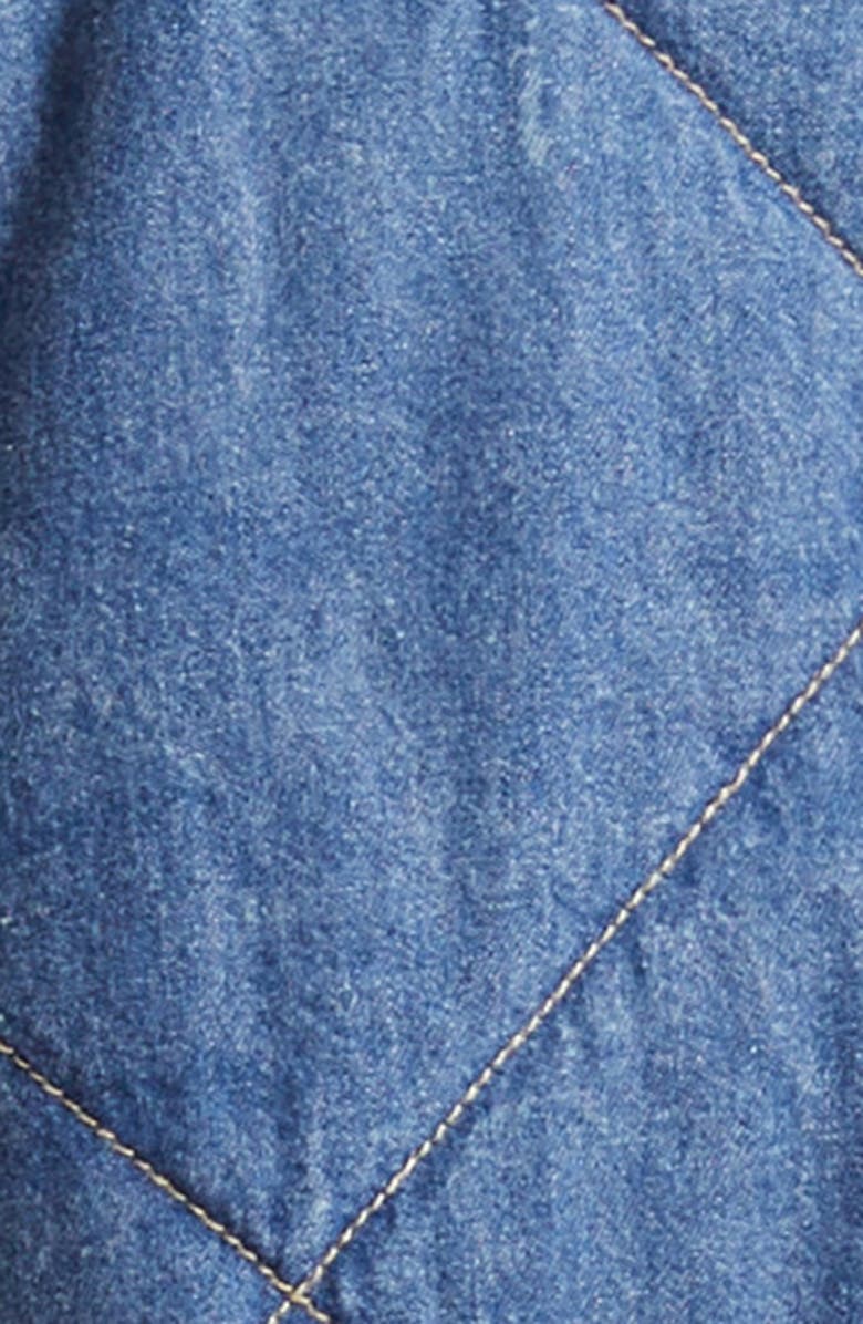 L'AGENCE Ryah Washed Denim Quilted Bomber Jacket, Alternate, color, Med Washed Denim